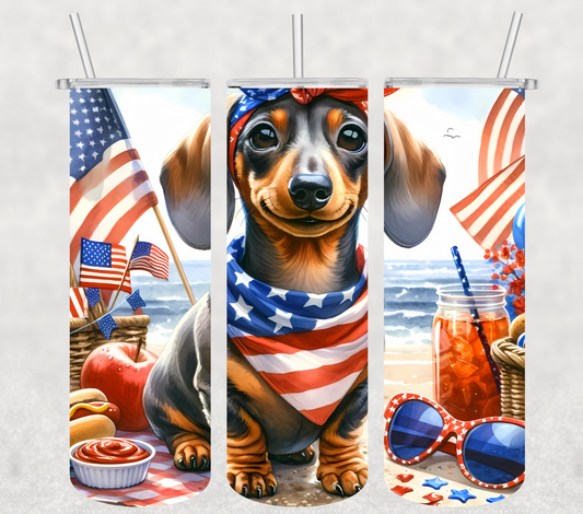 Dachshund 4th of July Puppy 20oz Tumbler