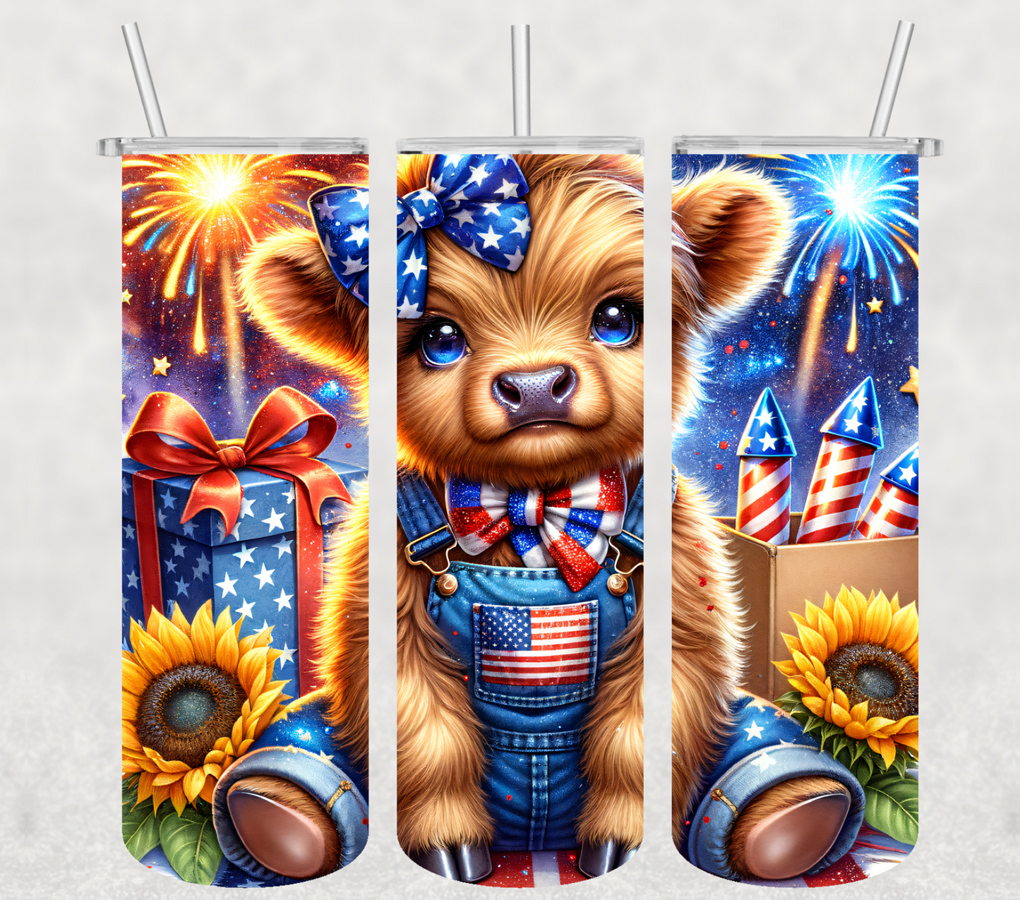 Fireworks and a Highland Cow! 20oz Tumbler