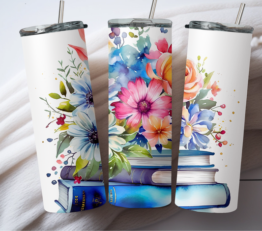 Colorful Books and flowers 20oz Tumbler