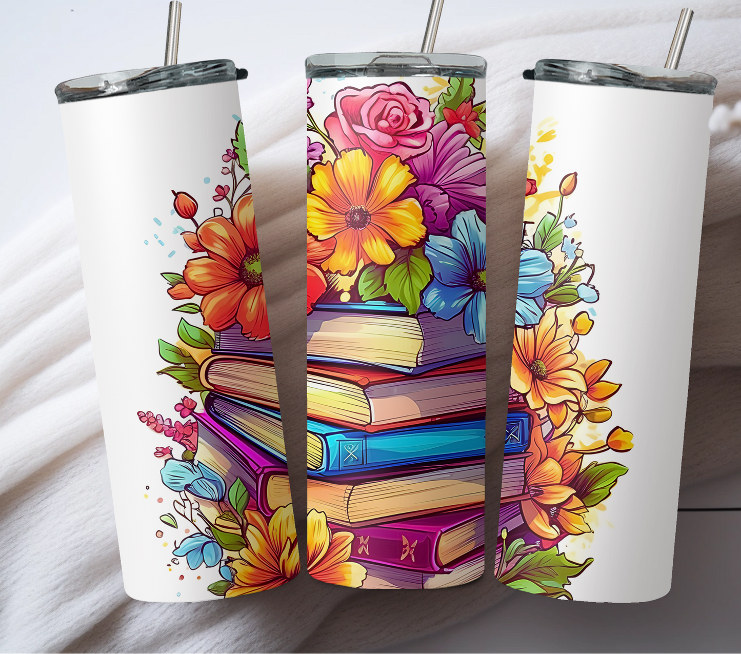 Floral Books Design 20oz Tumbler