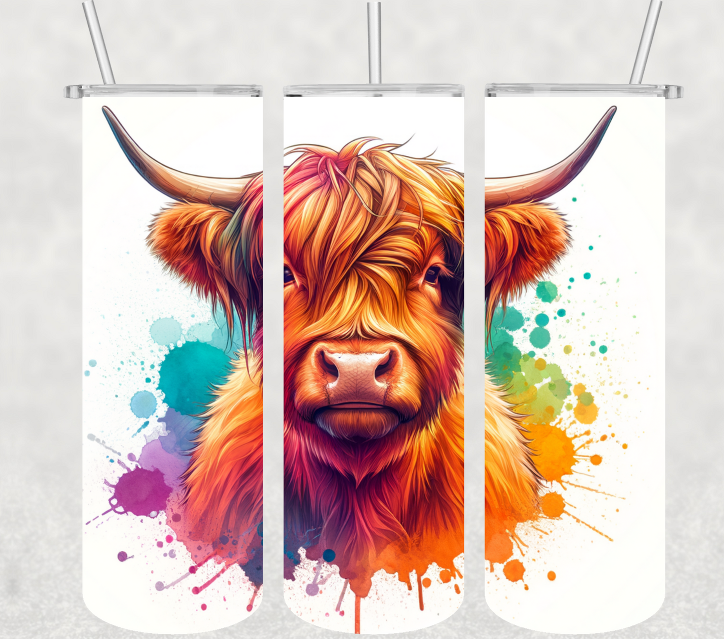 Colorful Highland Cow 20oz Tumbler