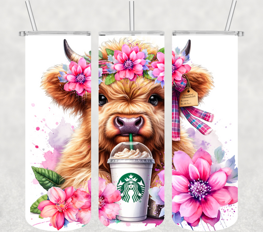 Coffee Highland Cow 20oz Tumbler