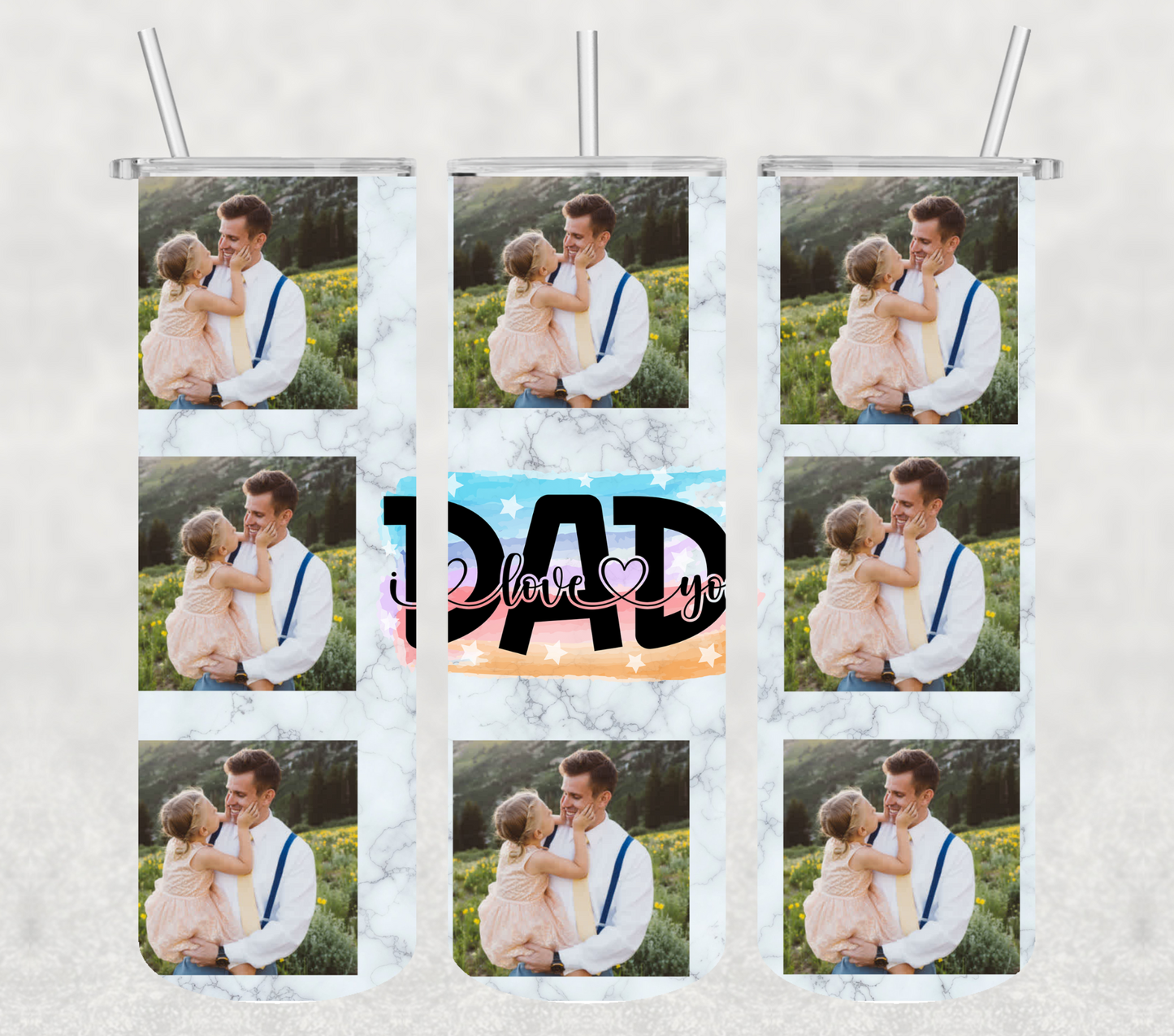 Dad 8 Pic Photo Customized 20oz Tumbler