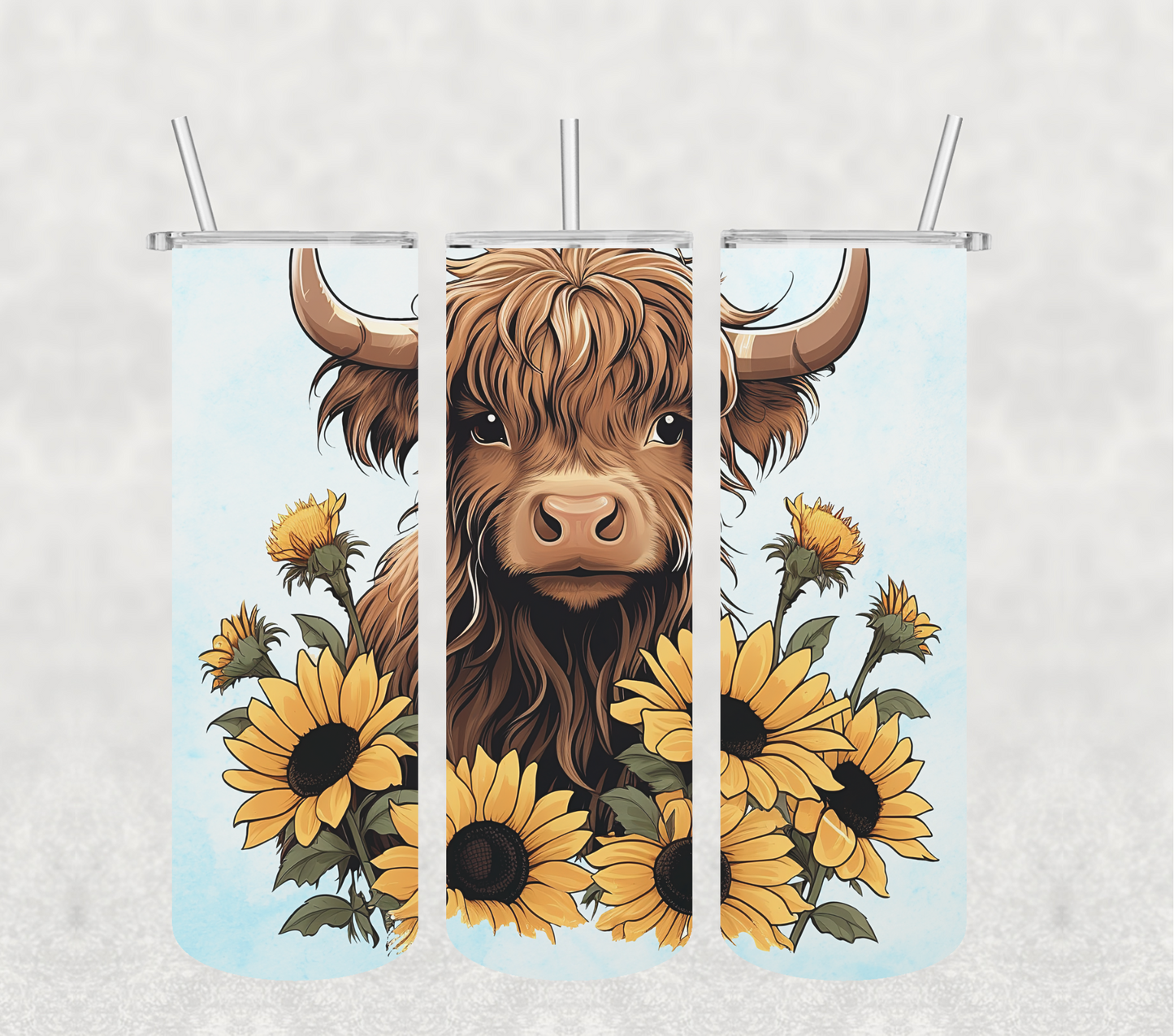 Sunflowers and a Highland Cow! 20oz Tumbler