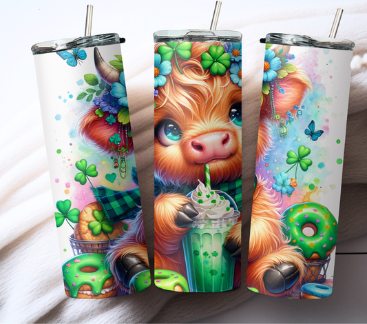 St. Patricks Highland Cow 20oz Tumbler